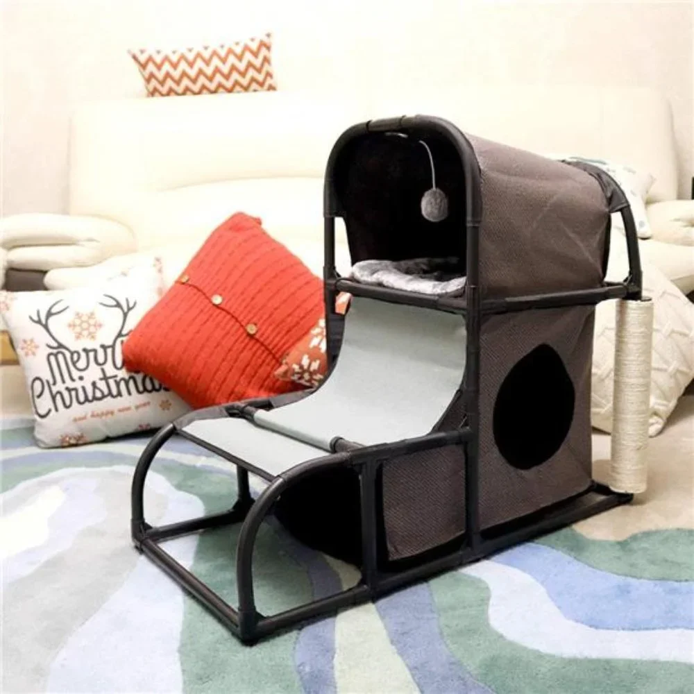 Modern Cat Tree House Condo Pet Furniture Large Cat Tower Bed Scratching Post